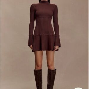 Meshki Adena Pointelle Dress in Chocolate Size Small NWT